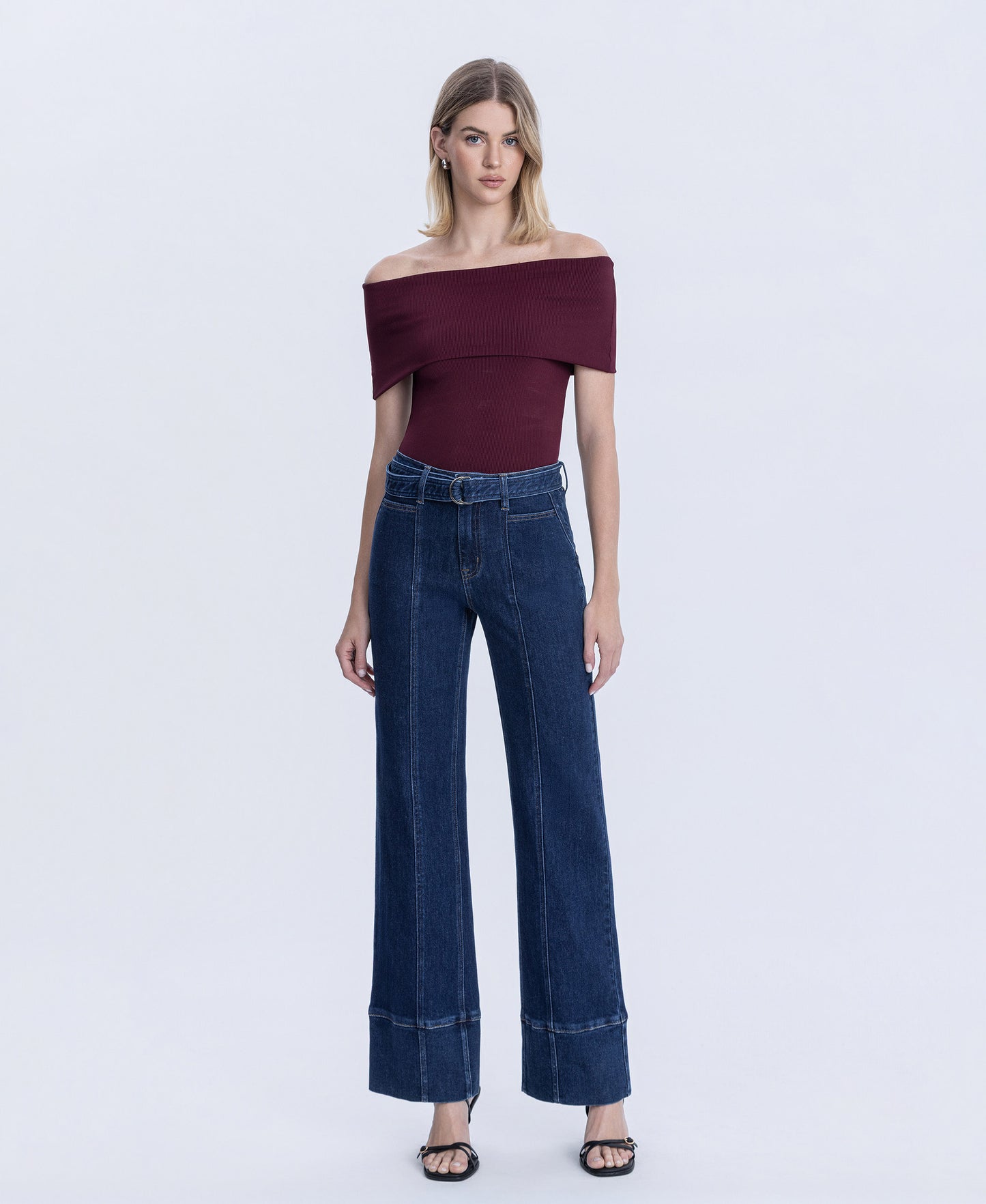 Front product images of Jubilant - Super High Rise Belt Strap Vintage Flare Jeans
