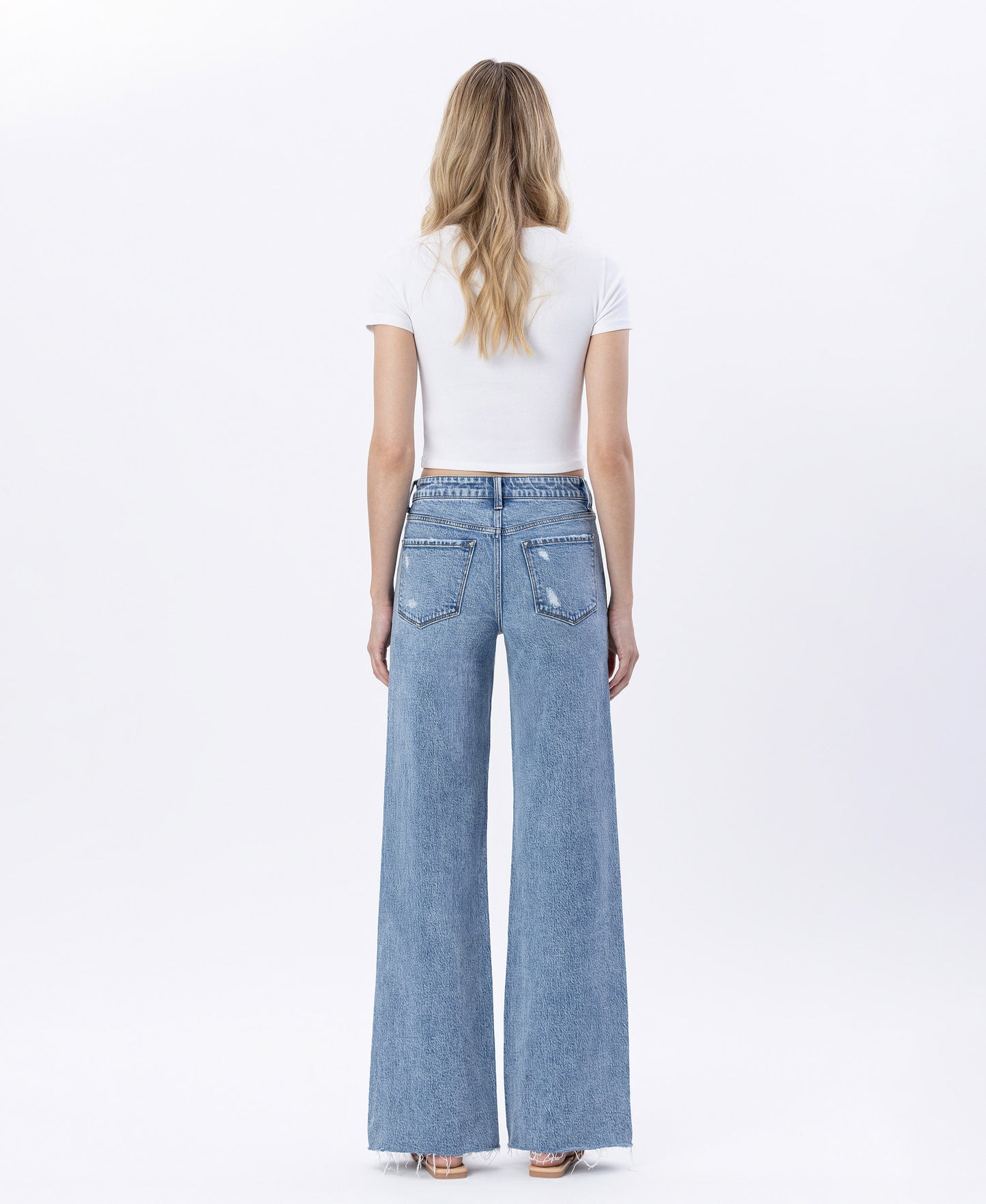 Back product images of Modernity - High Rise Raw Hem Wide Leg Jeans