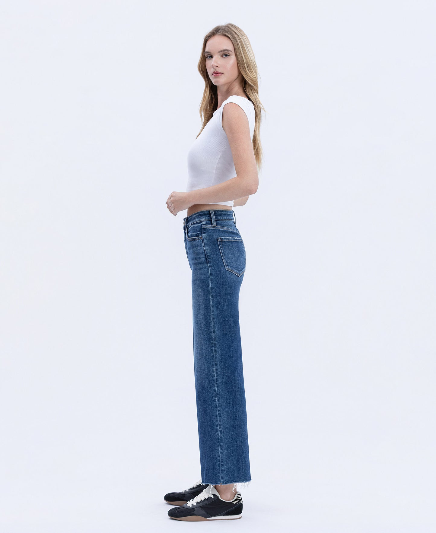 Left side product images of Rational - High Rise Trouser Press Wide Leg Jeans