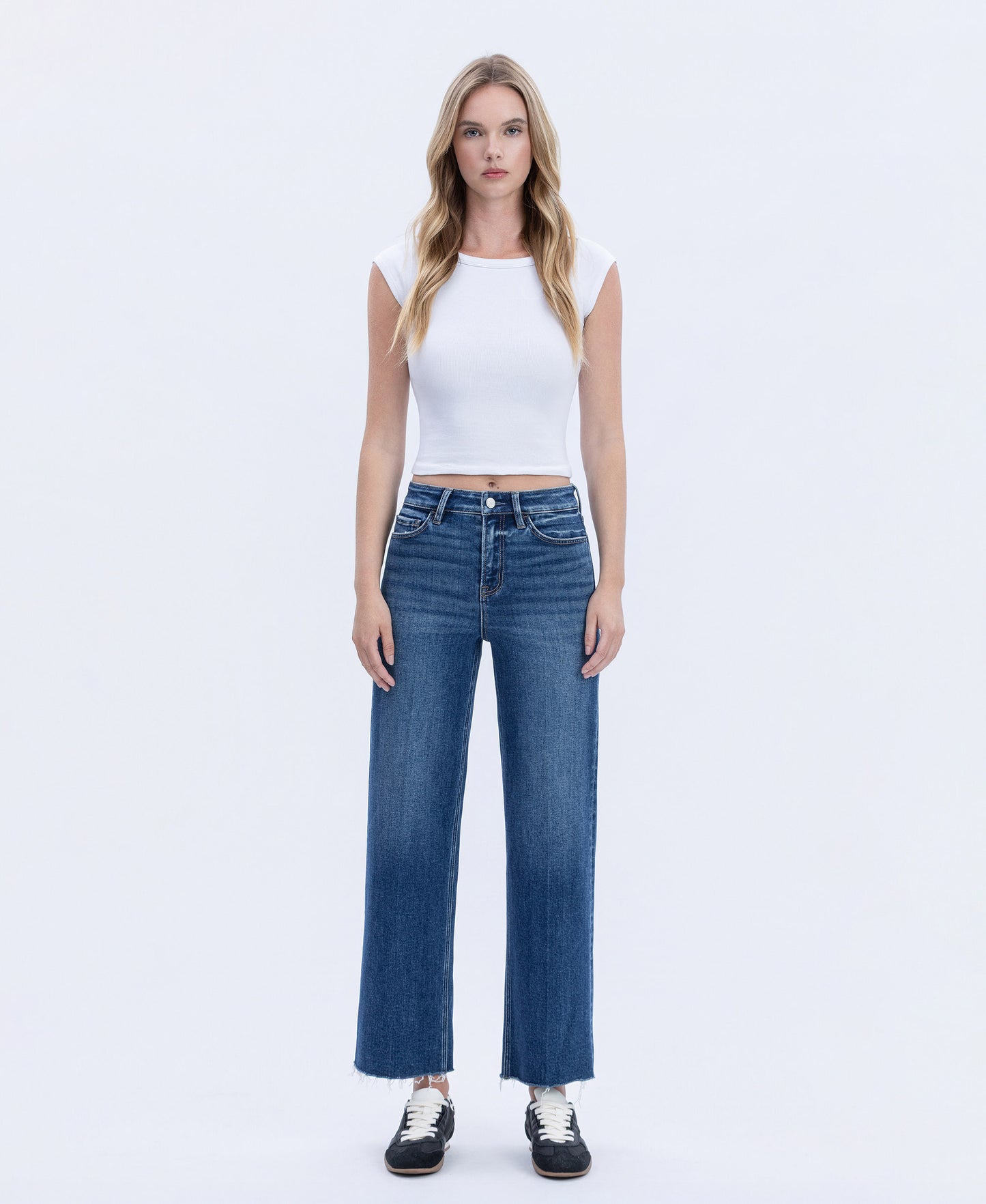 Front product images of Rational - High Rise Trouser Press Wide Leg Jeans