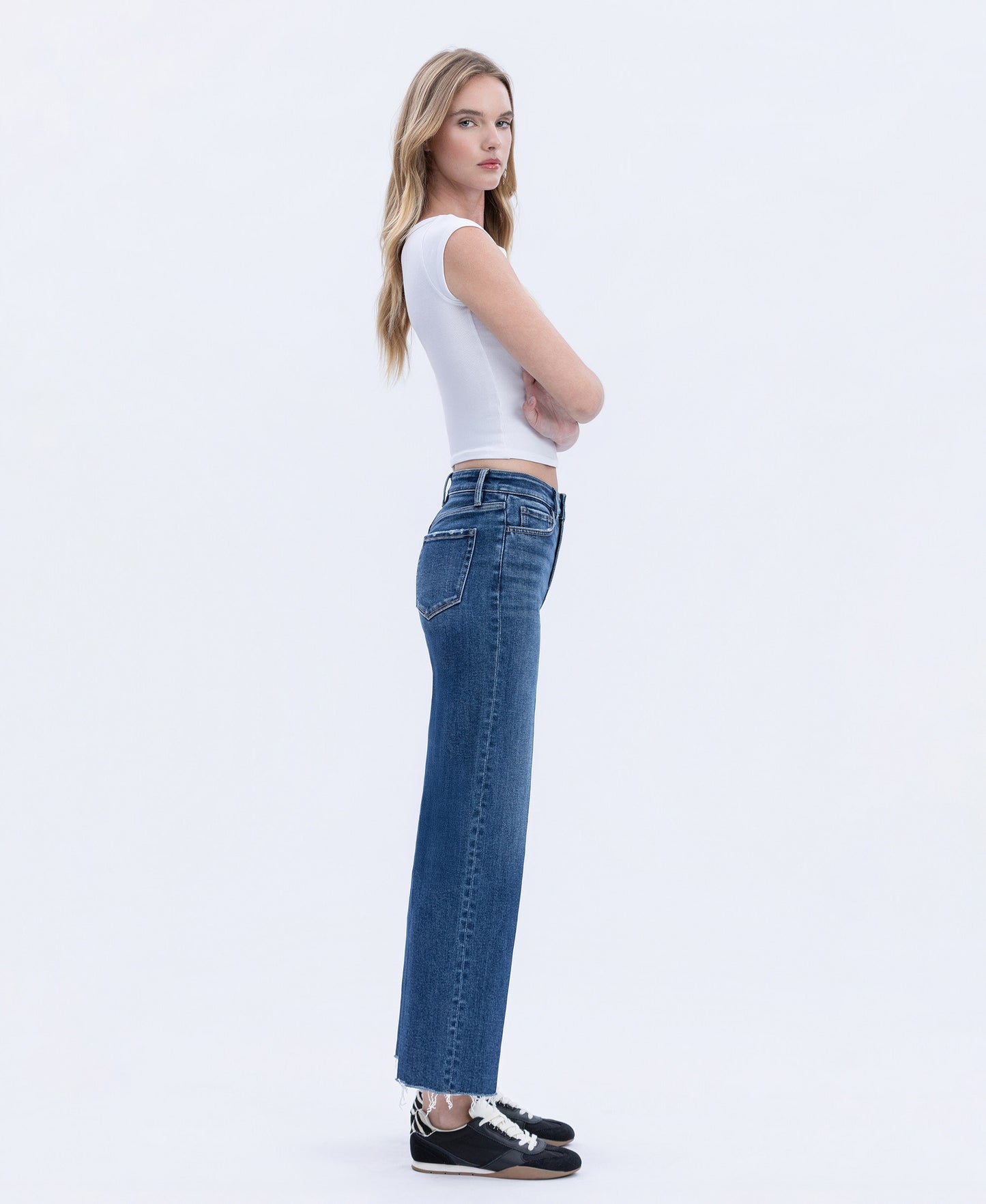 Right side product images of Rational - High Rise Trouser Press Wide Leg Jeans