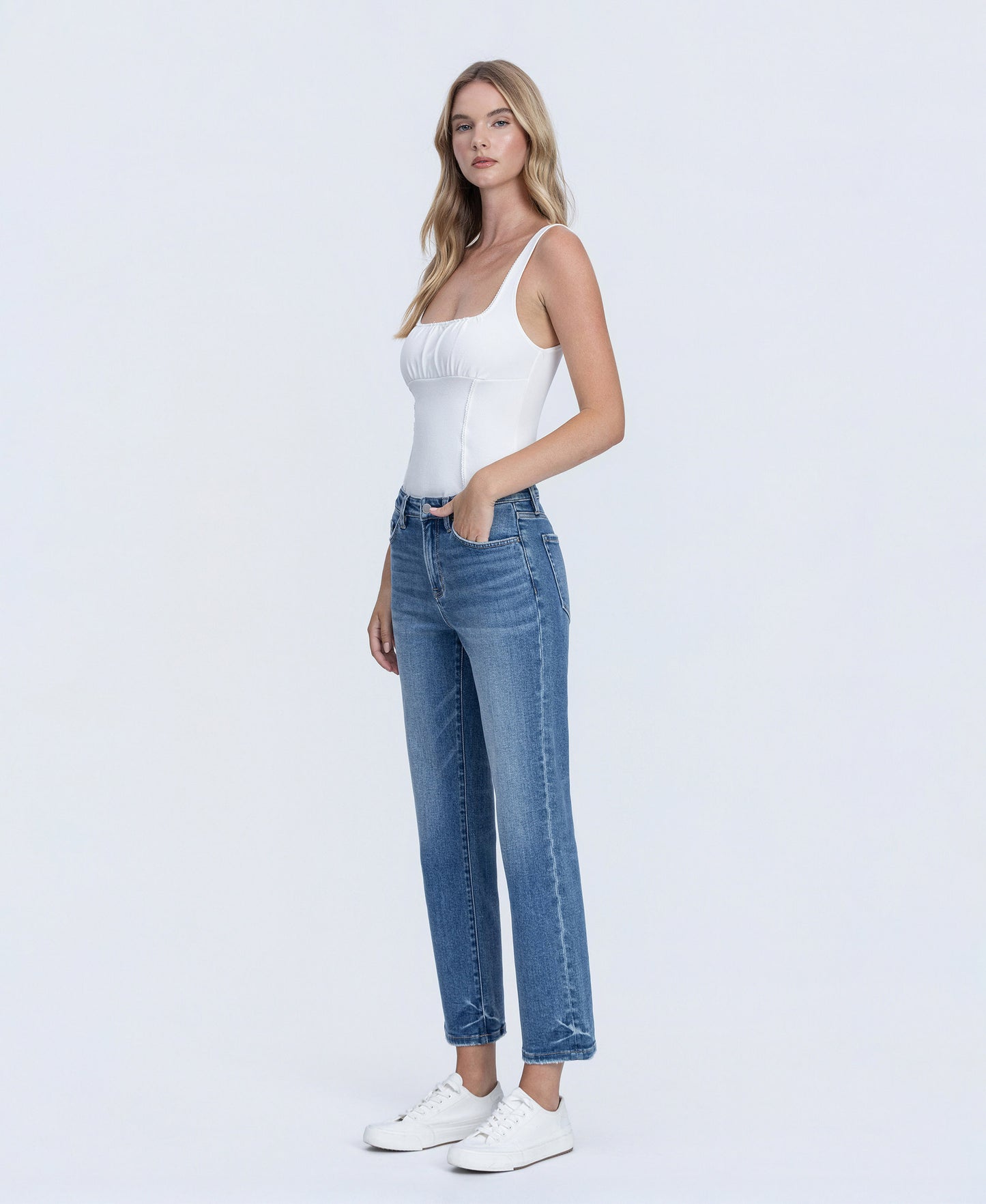 Left 45 degrees product image of Intertwined - High Rise Crop Straight Jeans