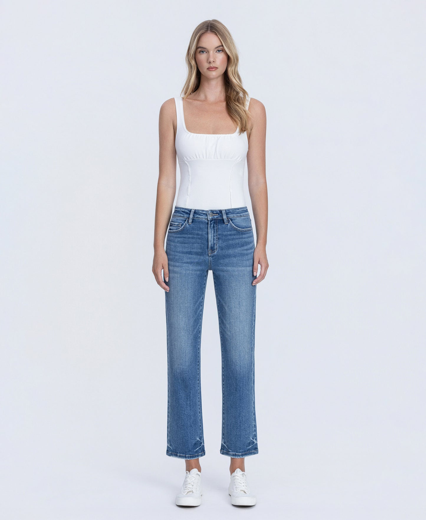 Front product images of Intertwined - High Rise Crop Straight Jeans