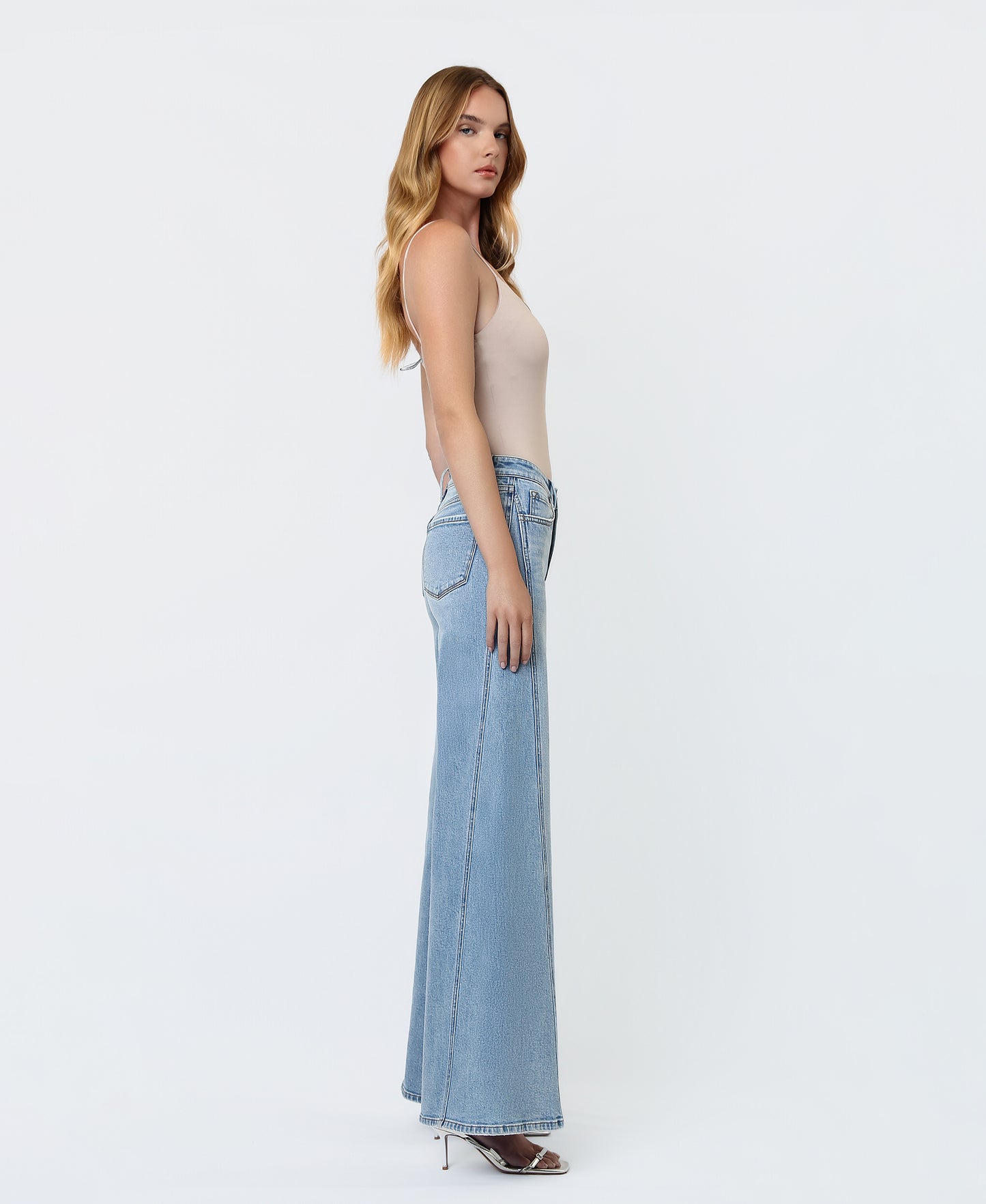 Right side product images of Sulphur Springs - Mid Rise Twisted Seam Palazzo Jeans