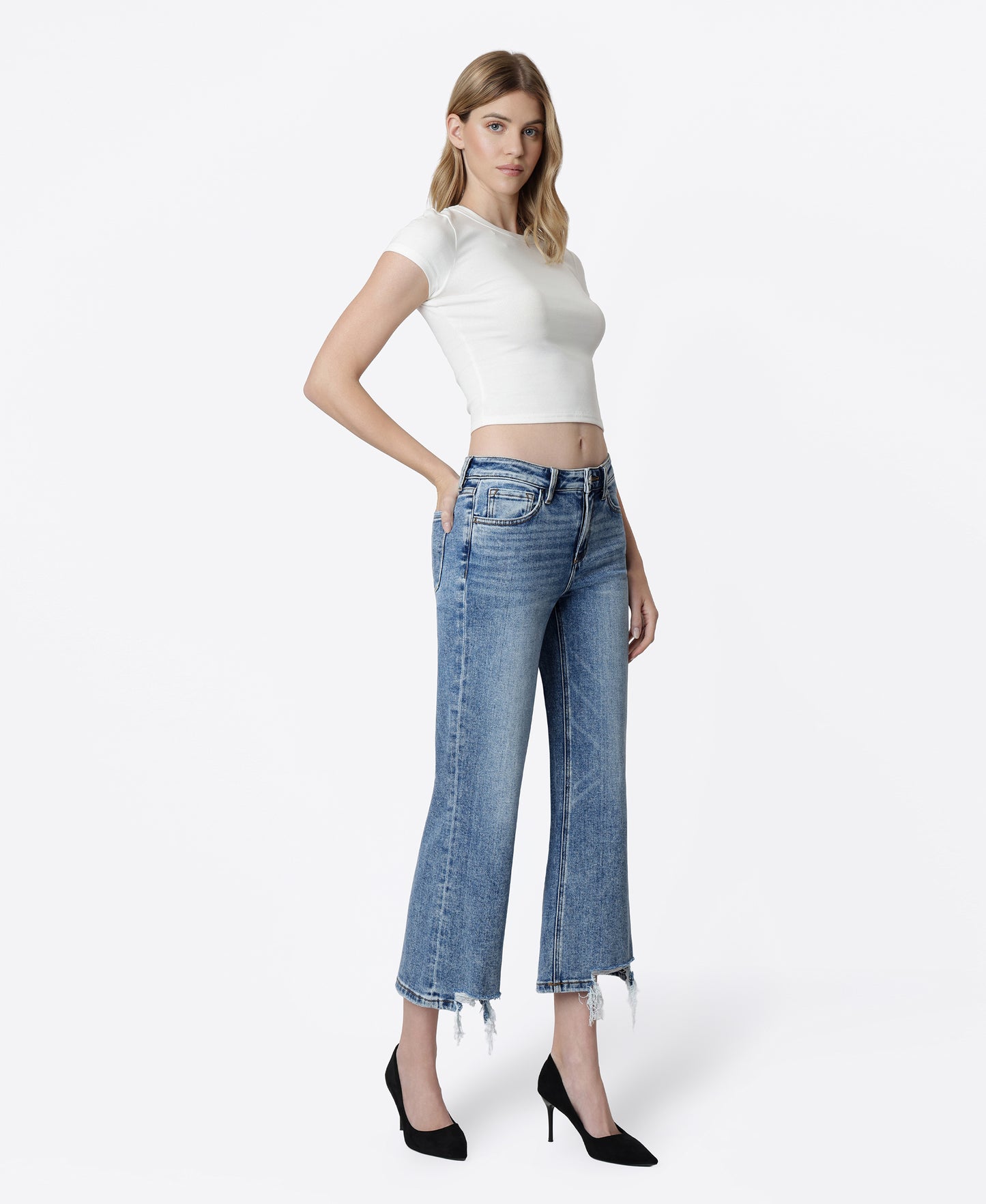 Right 45 degrees product image of Amazing - Mid Rise Crop Vintage Flare Jeans