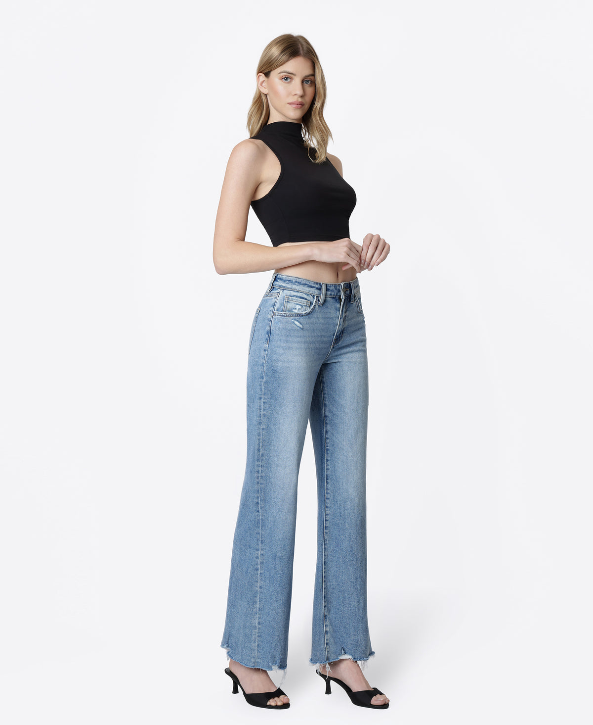 Right 45 degrees product image of Prodigious - High Rise Slant Side Seam Vintage Flare Jeans