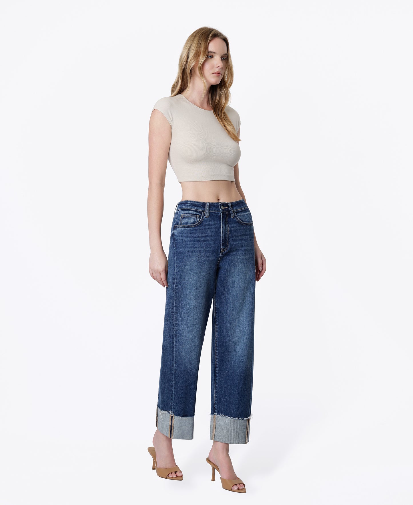 Right 45 degrees product image of Commendable - Super High Rise Side Paneled Barrel Jeans