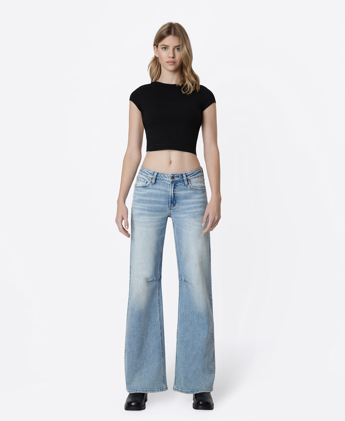 Front product images of Convenient - Low Rise Full Length Wide Barrel Jeans