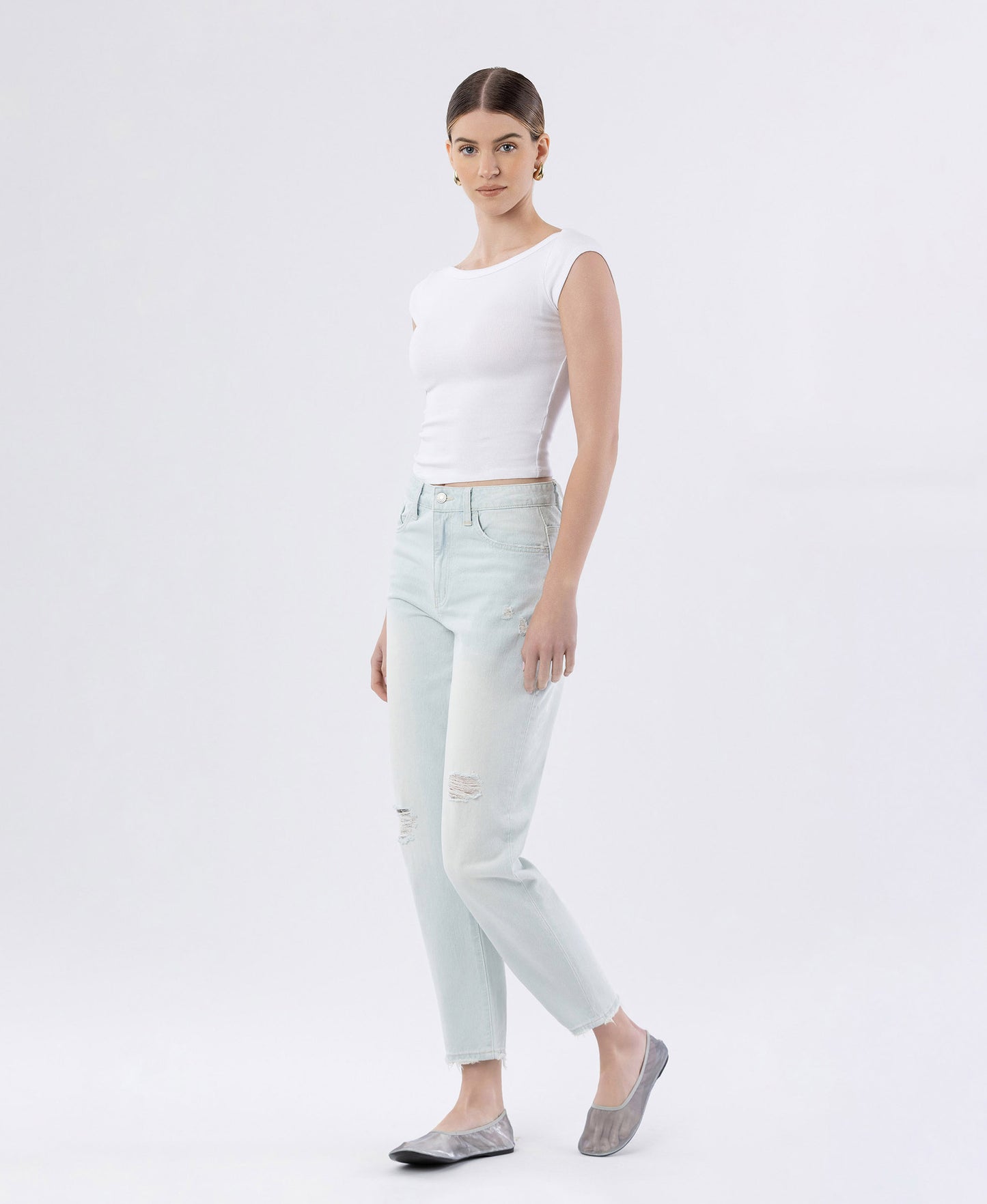 Left 45 degrees product image of Left side product images of Reform - Distressed Mom Jeans
