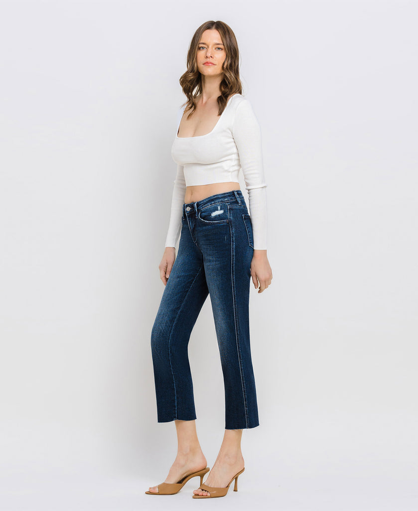 Left 45 degrees product image of Meticulously - Mid Rise Crop Straight Jeans