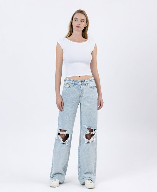 Rejoicer - High Rise Distressed Long Baggy Wide Leg Jeans Rejoicer - High Rise Distressed Long Baggy Wide Leg Jeans