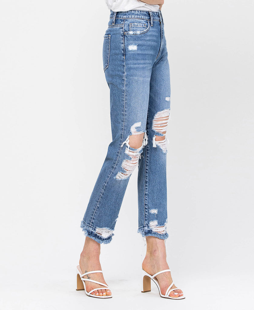Right side product images of Loveland - High Rise Released Hem Crop Straight Jeans