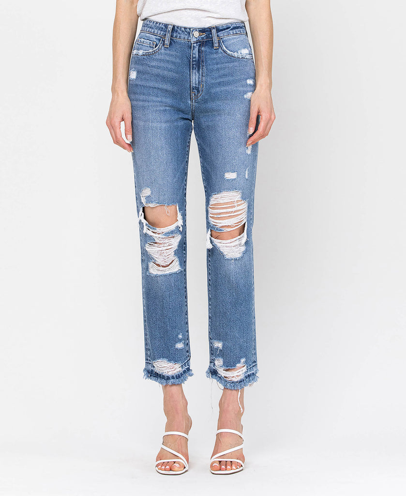 Front product images of Loveland - High Rise Released Hem Crop Straight Jeans