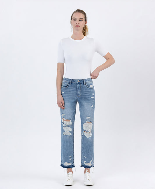 Front product images of Loveland - High Rise Released Hem Crop Straight Jeans