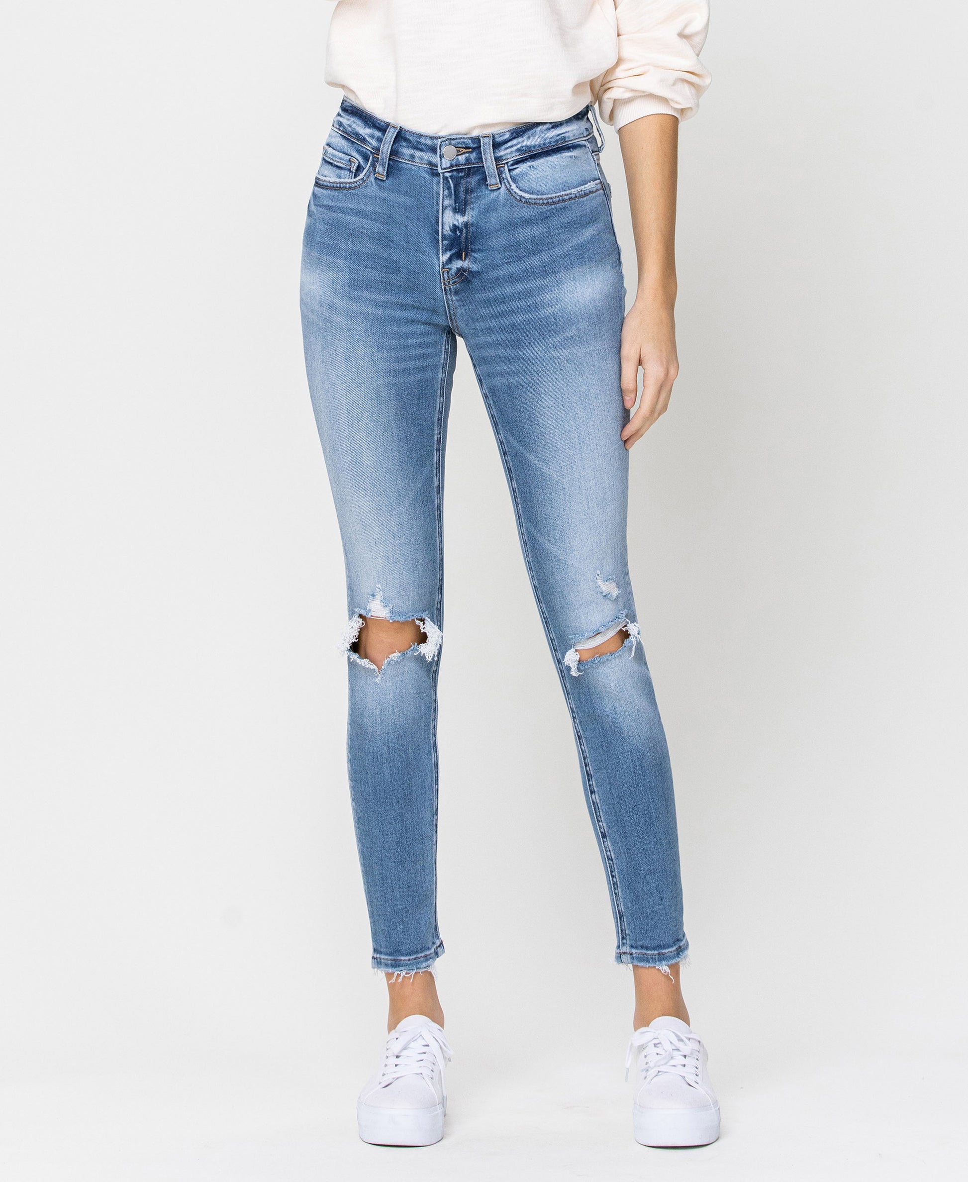 Front product images of Distressed Tempo - Mid Rise Distressed Ankle Skinny Jeans