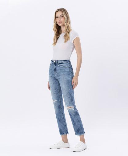 Left 45 degrees product image of West Side - High Rise Crop Straight Jeans
