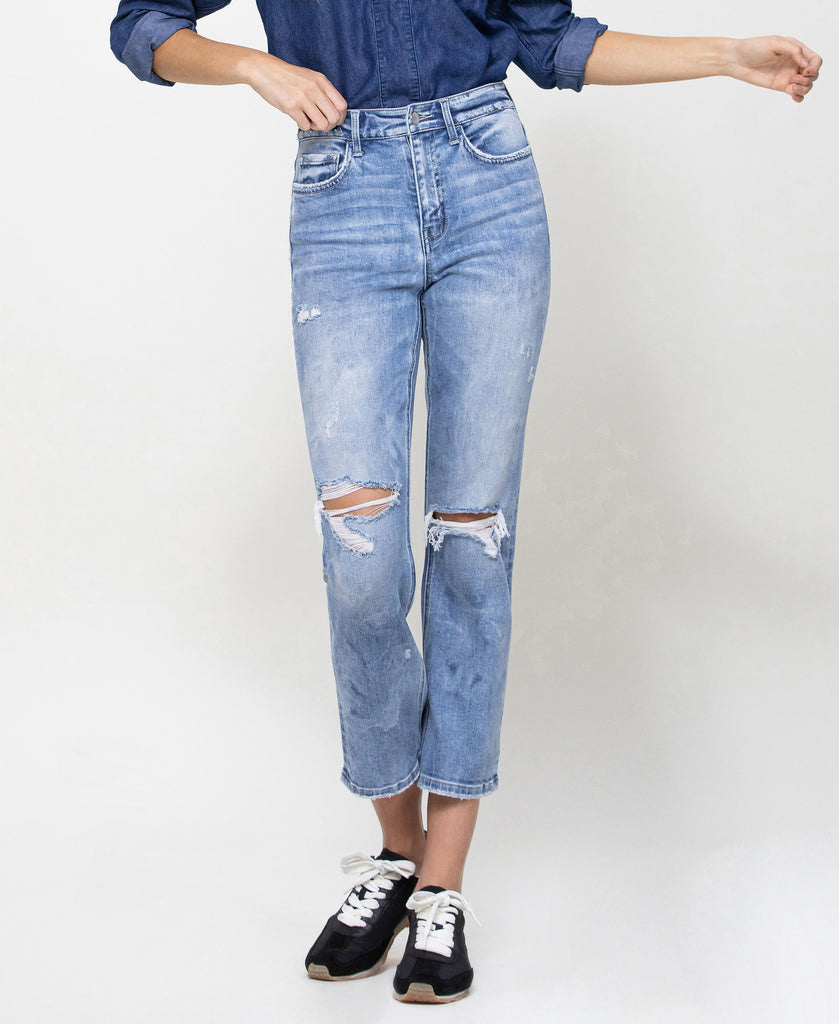 Front product images of West Side - High Rise Crop Straight Jeans