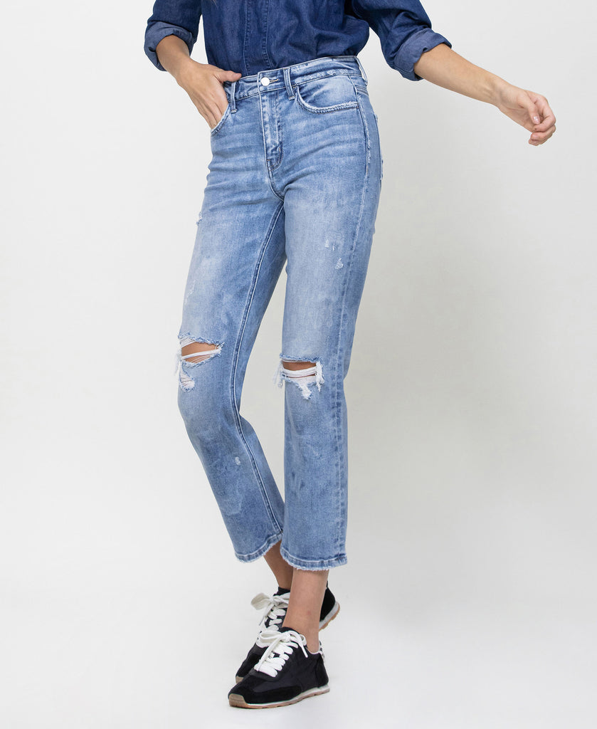 Left 45 degrees product image of West Side - High Rise Crop Straight Jeans
