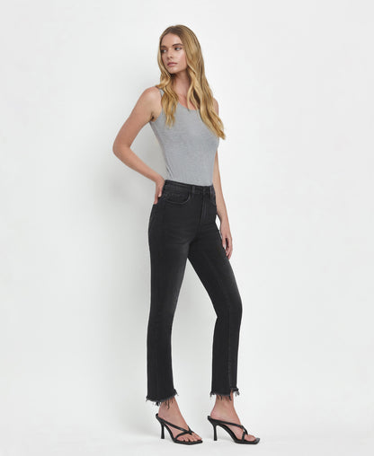 Right 45 degrees product image of Delta Dawn - High Rise Slim Straight Crop Uneven Hem Jeans
