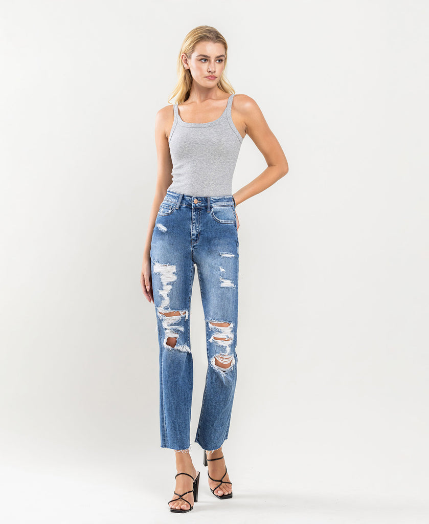 Front product images of Congratulations - Distressed High Rise Ankle Relaxed Straight Jeans