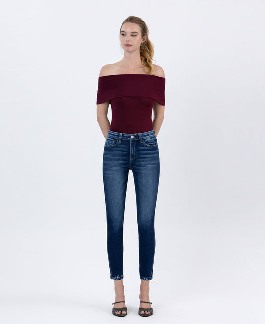 Front product images of Catch the Breeze - High Rise Forward Out seam Crop Skinny Jeans