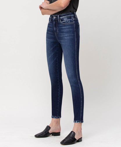 Left 45 degrees product image of Catch the Breeze - High Rise Forward Outseam Crop Skinny Jeans