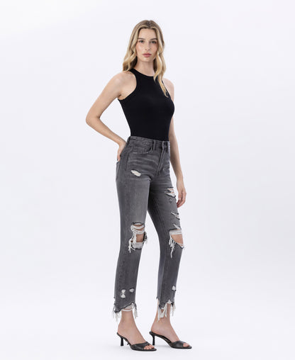 Saltwater - Super High Rise Distressed Straight Ankle Jeans