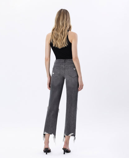Saltwater - Super High Rise Distressed Straight Ankle Jeans