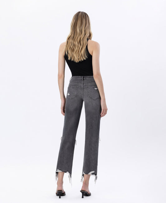 Saltwater - Super High Rise Distressed Straight Ankle Jeans
