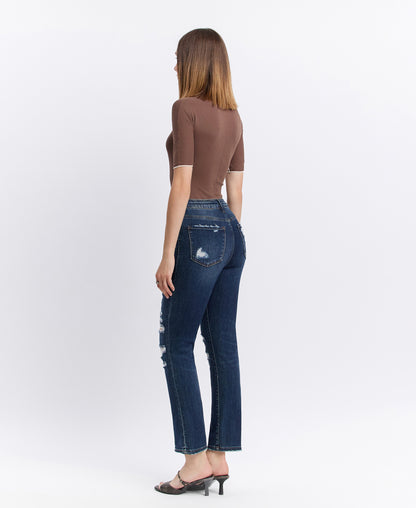 Back product images of Yoko - Distressed Super High Rise Straight Jeans