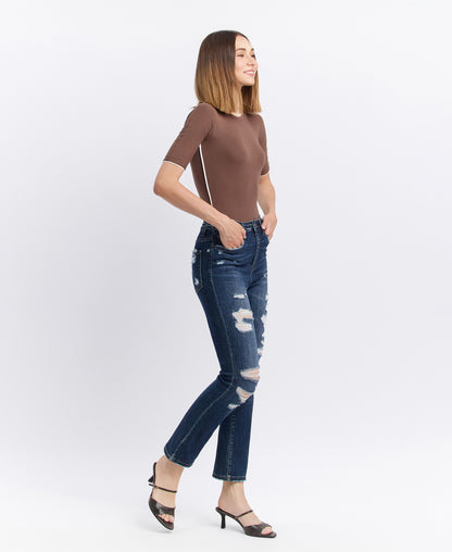 Right side product images of Yoko - Distressed Super High Rise Straight Jeans