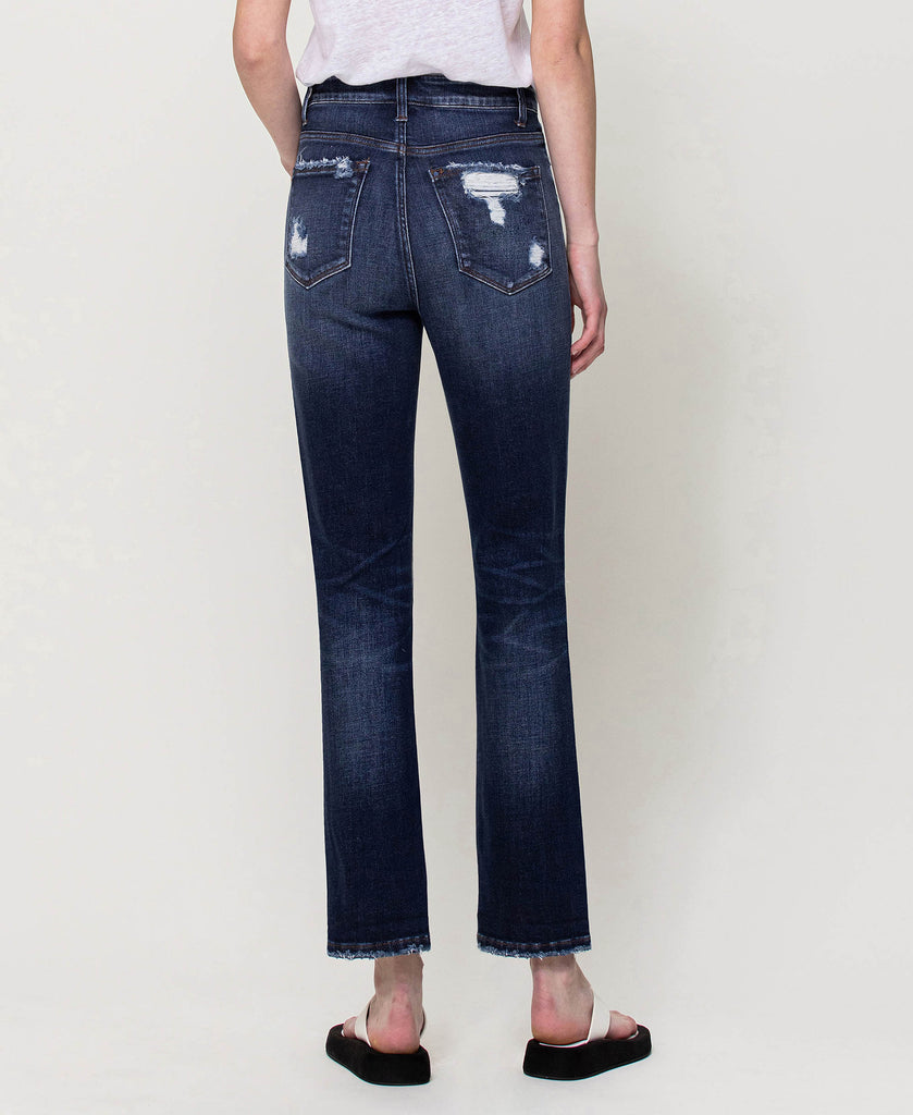 Back product images of Yoko - Distressed Super High Rise Straight Jeans