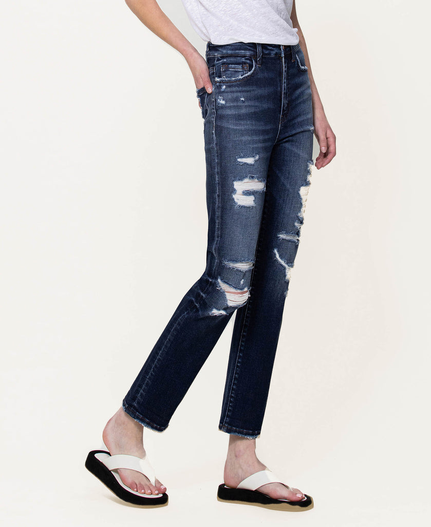 Right side product images of Yoko - Distressed Super High Rise Straight Jeans