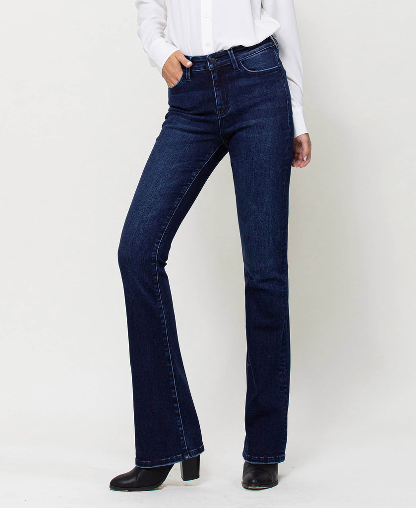 Left 45 degrees product image of Come Closer - High Rise Mini Flare Jeans