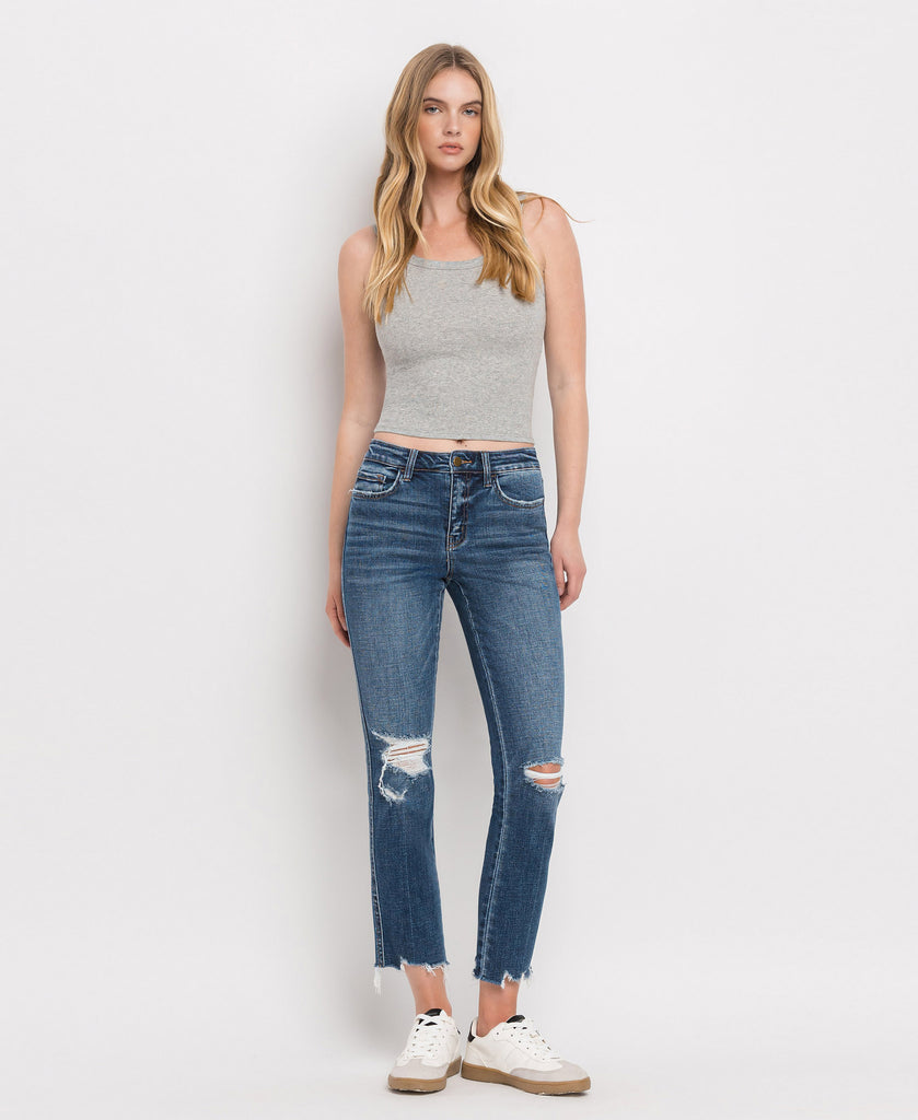 Front product images of New Frame - Mid Rise Crop Slim Straight Jeans