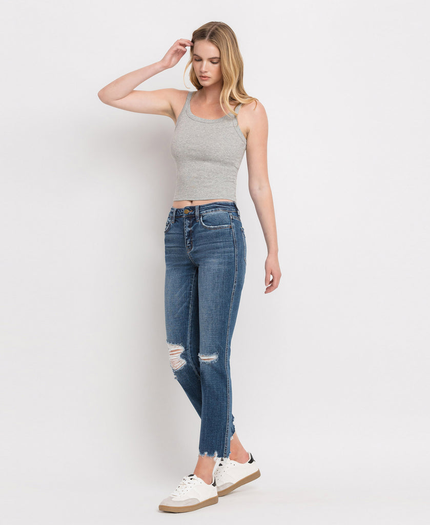 Left 45 degrees product image of New Frame - Mid Rise Crop Slim Straight Jeans