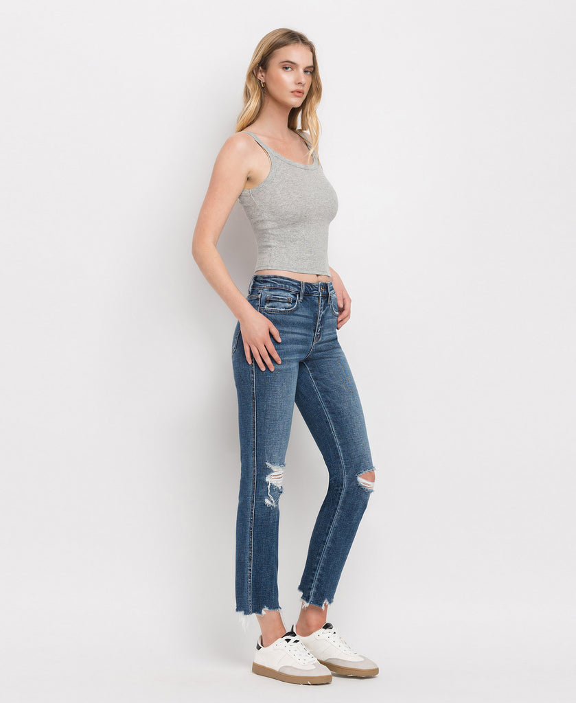 Right 45 degrees product image of New Frame - Mid Rise Crop Slim Straight Jeans