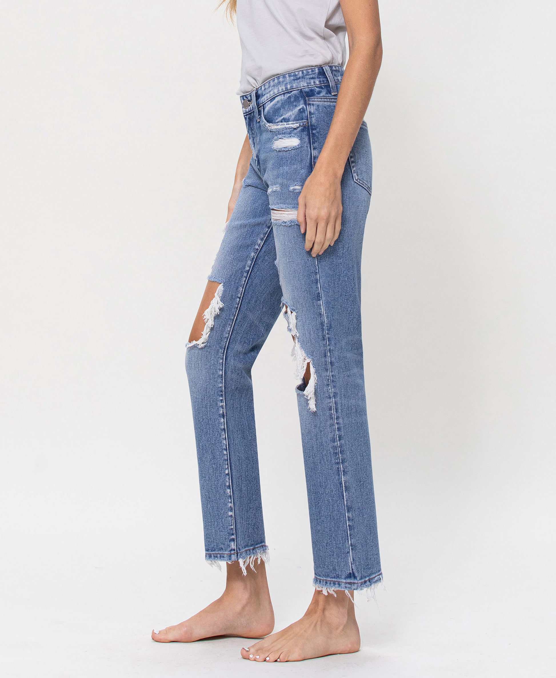 Left side product images of Brighten - High Rise Crop Straight Jeans