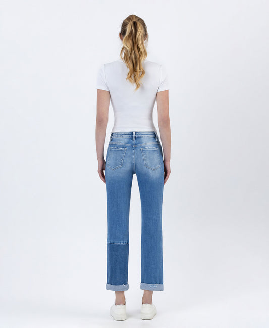 Back product images of Diligent - High Rise Color Block Cuffed Boyfriend Jeans