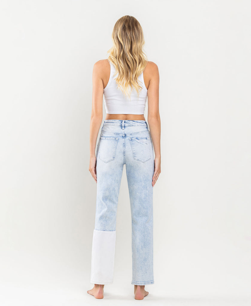 Back product images of Outrageous - Stretch Boyfriend Jean with Color Blocking and Rolled Cuff