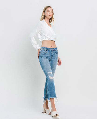 Right 45 degrees product image of Bletilla - Mid Rise Flare Denim Jeans