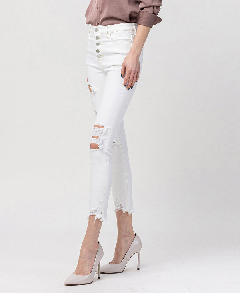 Left side product images of Exhilaration - High Rise Button Up Skinny Jeans