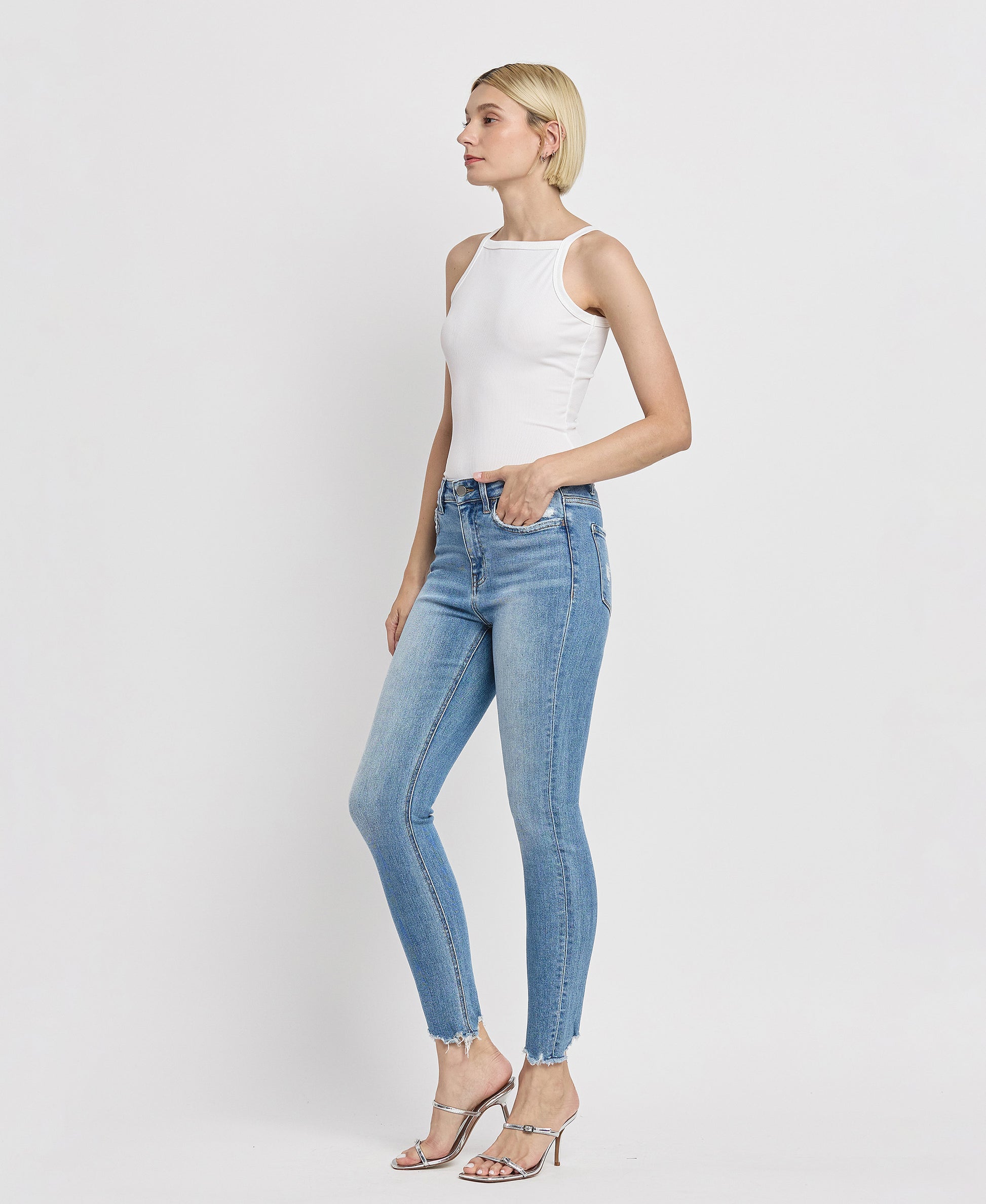 Left 45 degrees product image of Innovation - High Rise Skinny Jeans