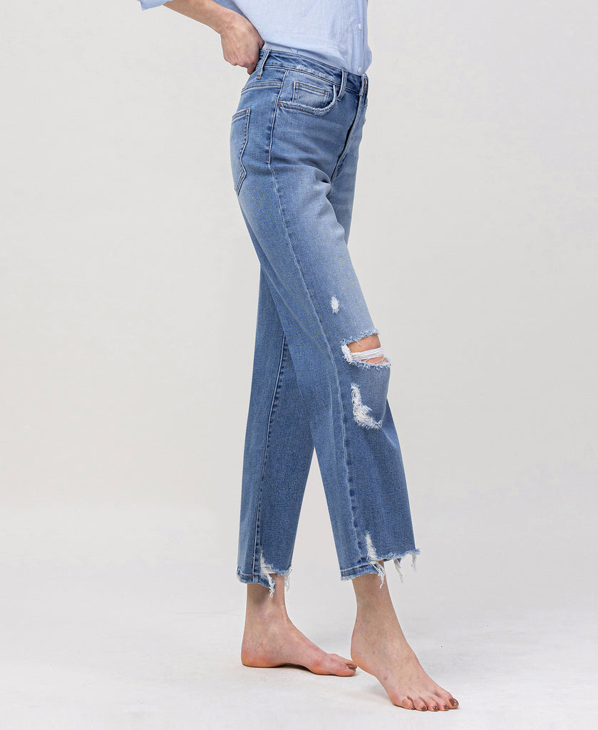 Right 45 degrees product image of Valiance - Super High Rise 90's Vintage Ankle Flare Jeans