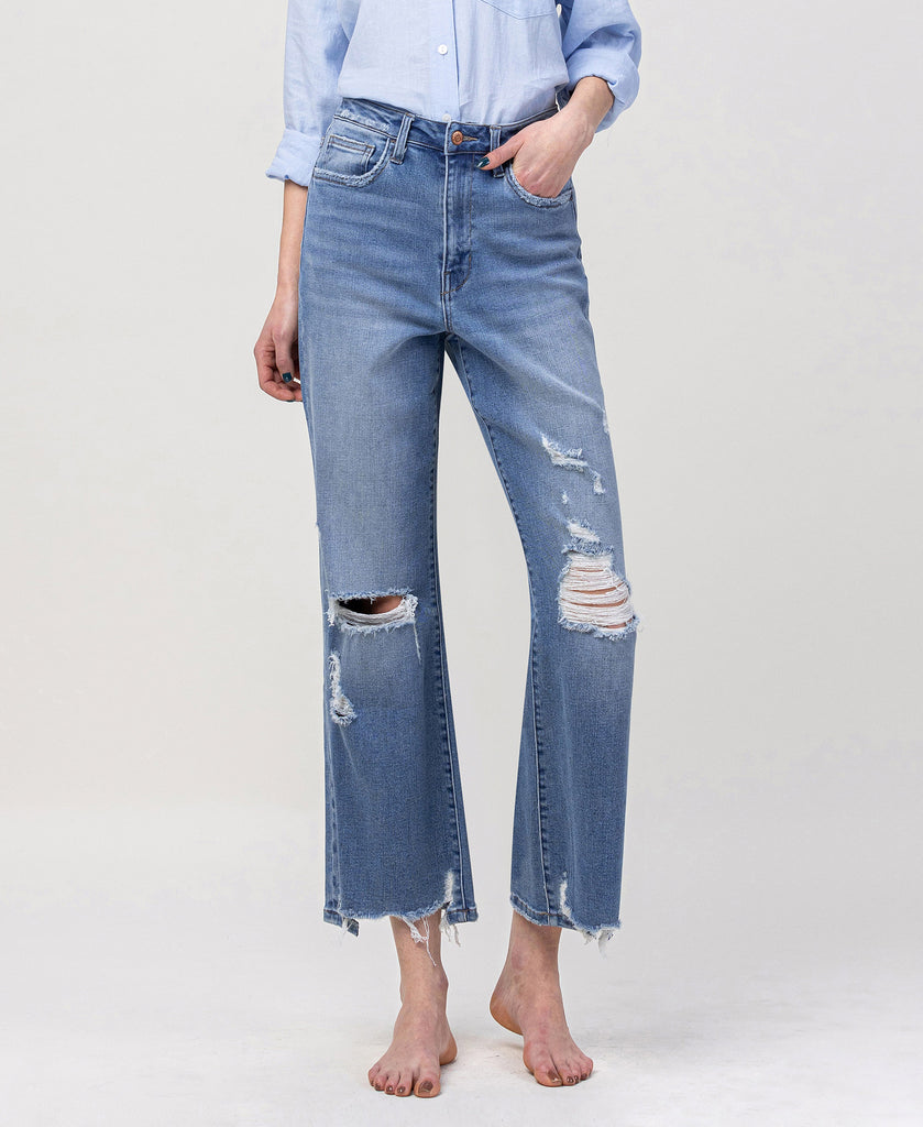 Front product images of Valiance - Super High Rise 90's Vintage Ankle Flare Jeans