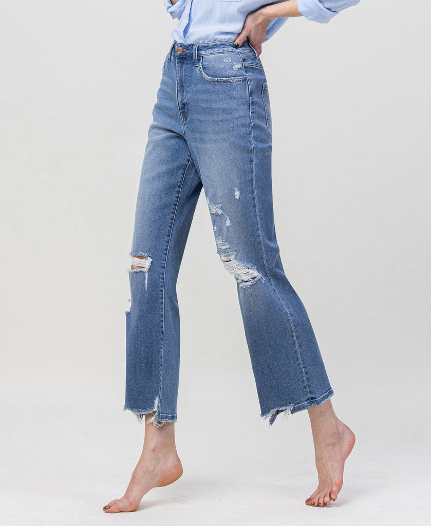 Left 45 degrees product image of Valiance - Super High Rise 90's Vintage Ankle Flare Jeans