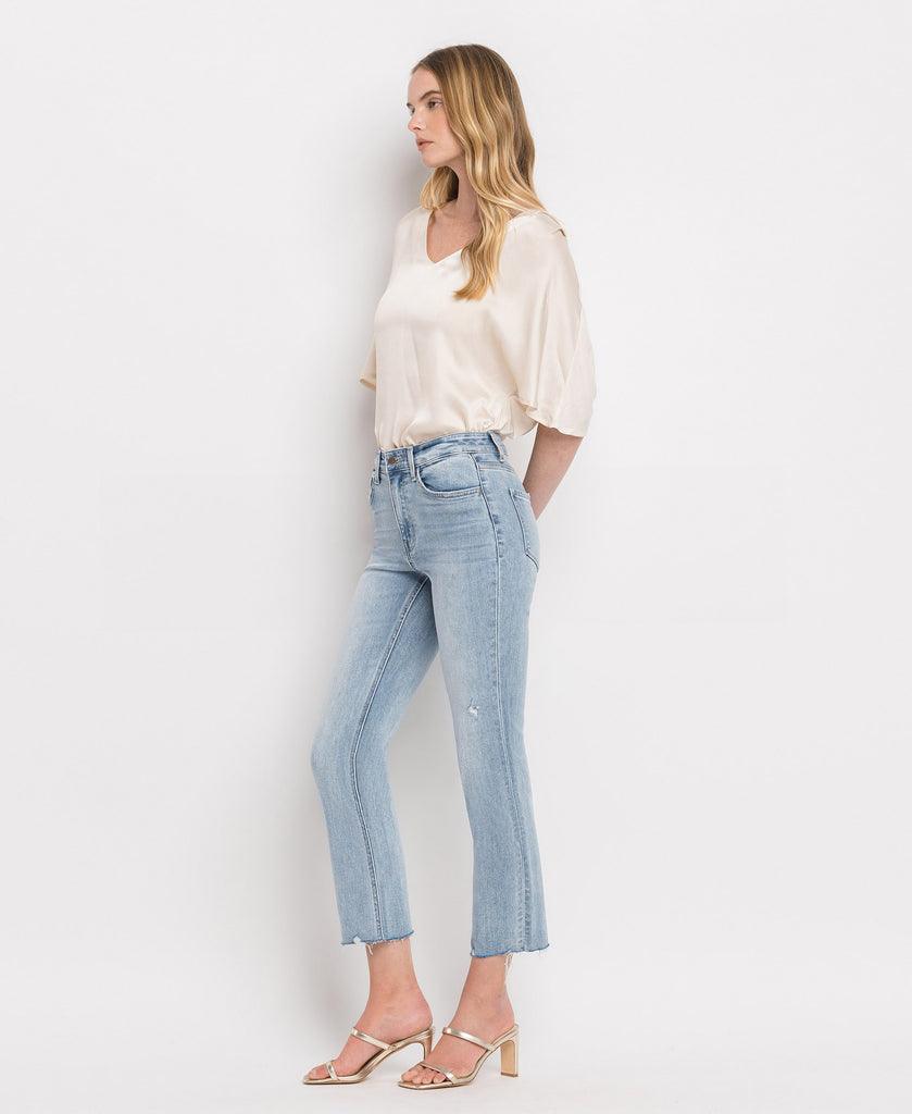 Left 45 degrees product image of Polite - High Rise Crop Straight Jeans