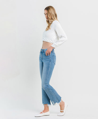 Left 45 degrees product image of Light Bright - High Rise Seamless Waistband Kick Flare Jeans