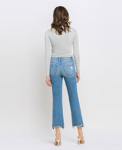 Back product images of Sunrise - Mid Rise Frayed Hem Ankle Bootcut Jeans