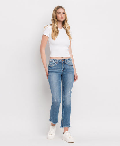 Front product images of Quince - Mid Rise Distressed Hem Ankle Bootcut Jeans